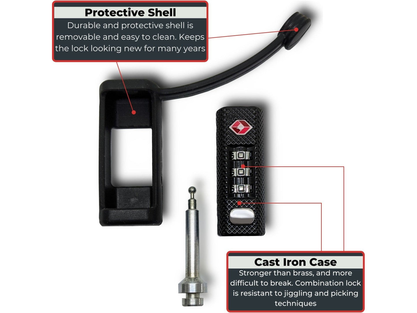 4-Pack TSA Approved MonoShaft™ Gun Case Lock 7 from Cedar Mill Fine Firearms® on Cedar Mill Gun Casesn Cedar Mill Gun Cases