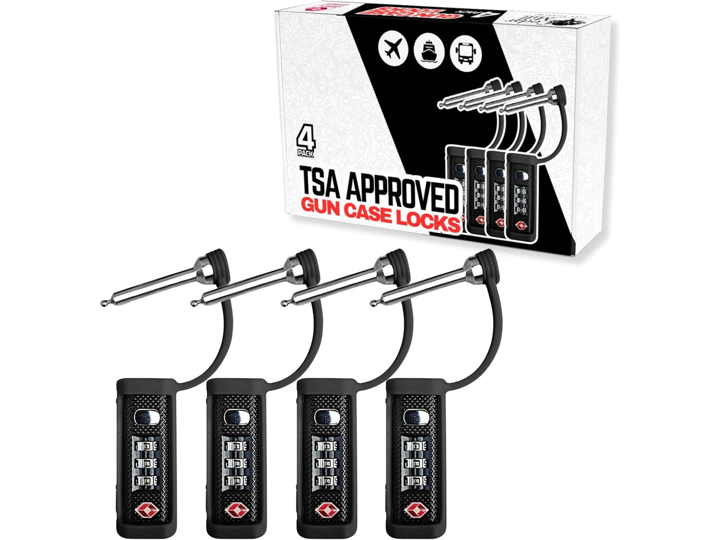 4-Pack TSA Approved MonoShaft™ Gun Case Lock 1 from Cedar Mill Fine Firearms® on Cedar Mill Gun Casesn Cedar Mill Gun Cases