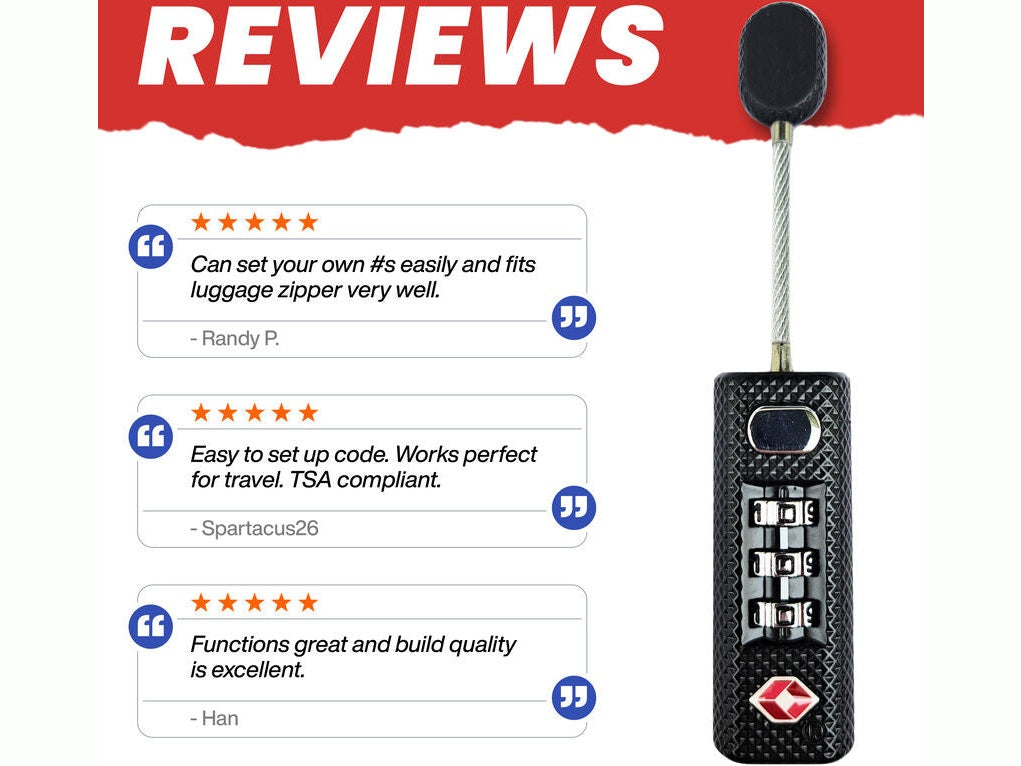 TSA-Approved 3-Digit Combination Zipper Luggage Lock 9 from Cedar Mill Fine Firearms Cases on Cedar Mill Gun Casesn Cedar Mill Gun Cases