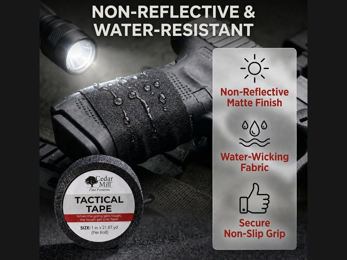 Tan Tactical Gun Tape 2 Pack, Non-Slip Polycotton Gun Grip Tape and Wrap 5 from Cedar Mill Fine Firearms on Cedar Mill Gun Casesn Cedar Mill Gun Cases 