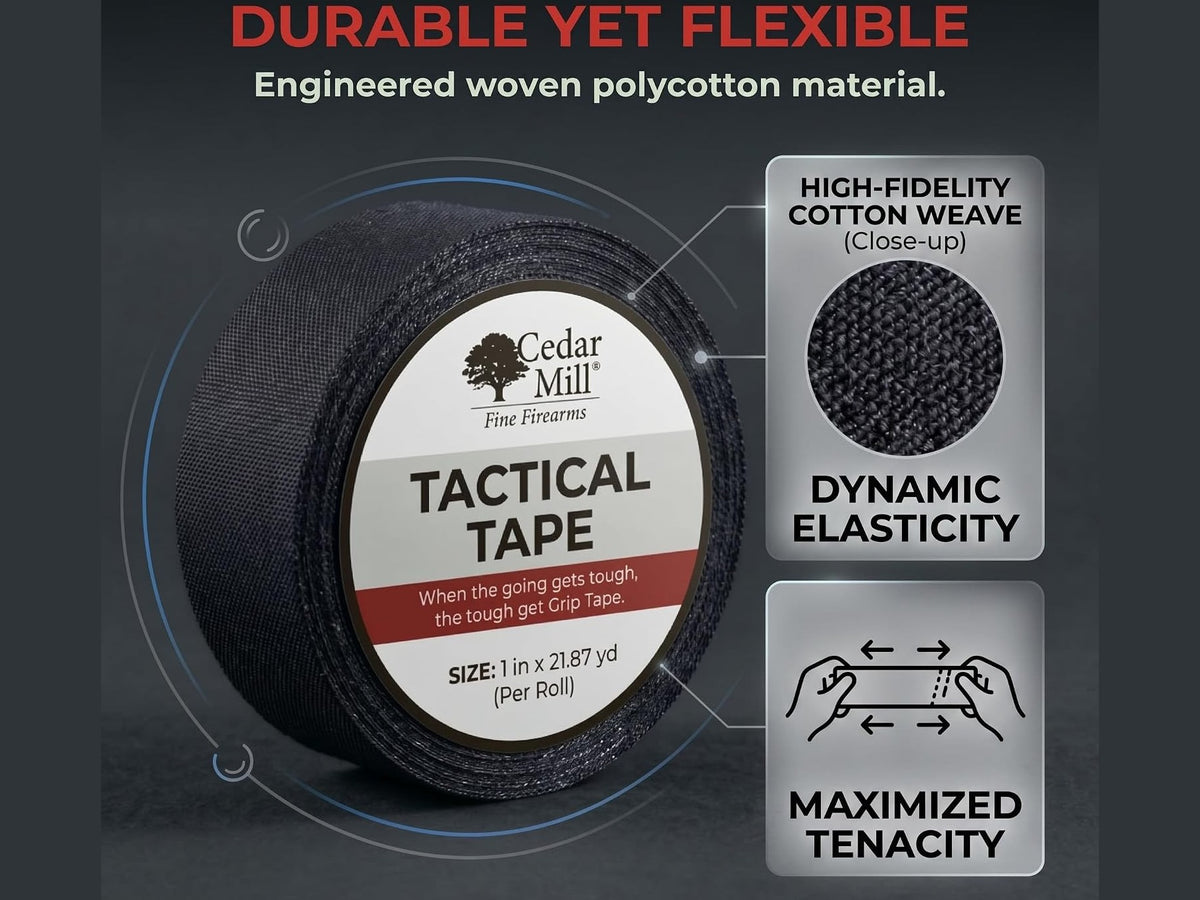 Tan Tactical Gun Tape 2 Pack, Non-Slip Polycotton Gun Grip Tape and Wrap 8 from Cedar Mill Fine Firearms on Cedar Mill Gun Casesn Cedar Mill Gun Cases 