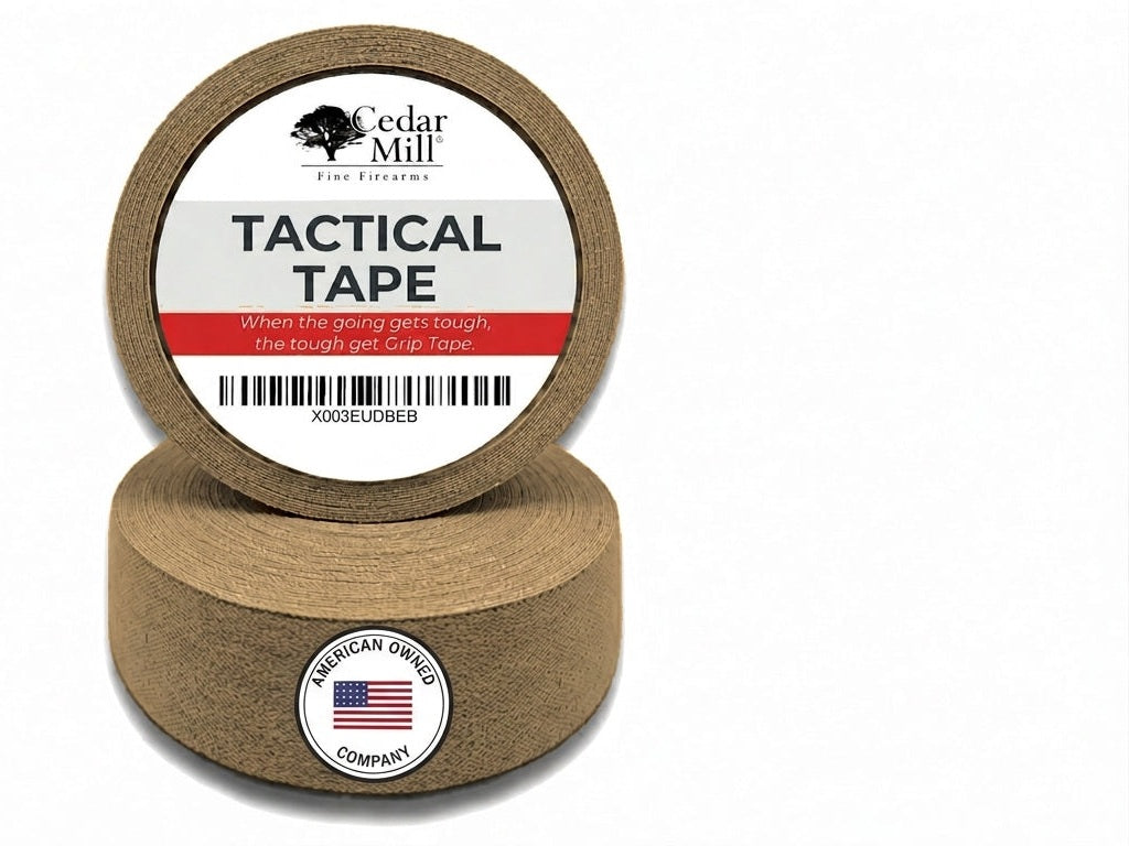 Tan Tactical Gun Tape 2 Pack, Non-Slip Polycotton Gun Grip Tape and Wrap 1 from Cedar Mill Fine Firearms on Cedar Mill Gun Casesn Cedar Mill Gun Cases 
