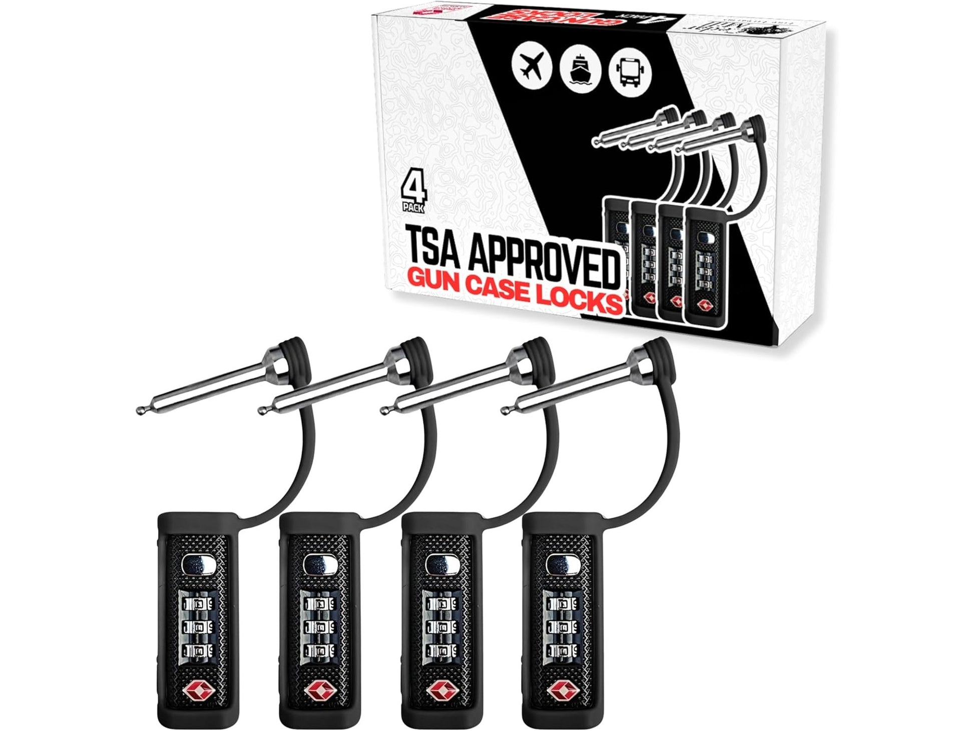 4-Pack TSA Approved MonoShaft™ Gun Case Lock 1 from Cedar Mill Fine Firearms® on Cedar Mill Gun Casesn Cedar Mill Gun Cases 