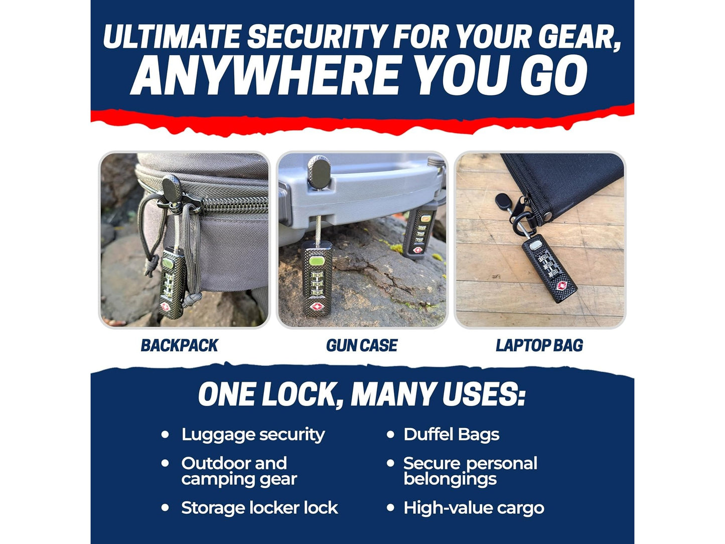 Heavy-Duty TSA Approved Luggage Lock – 3-Digit Combination Zipper Lock for Travel & Gear Cases 7 from Cedar Mill Fine Firearms Cases on Cedar Mill Gun Casesn Cedar Mill Gun Cases 