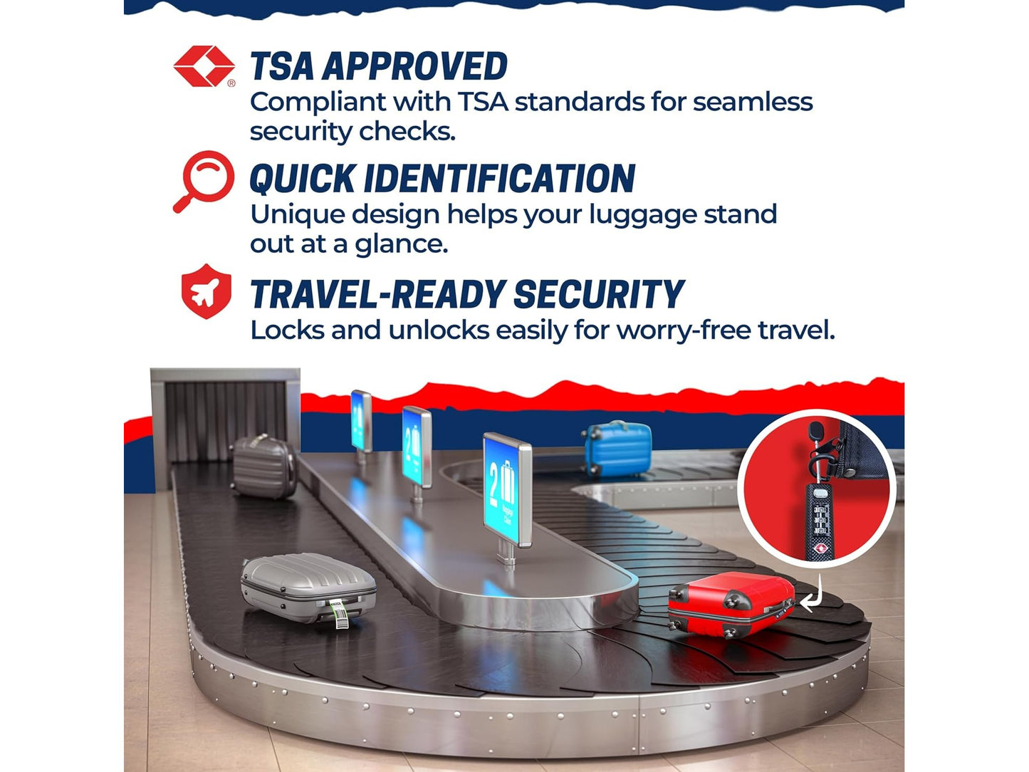 Heavy-Duty TSA Approved Luggage Lock – 3-Digit Combination Zipper Lock for Travel & Gear Cases 5 from Cedar Mill Fine Firearms Cases on Cedar Mill Gun Casesn Cedar Mill Gun Cases 