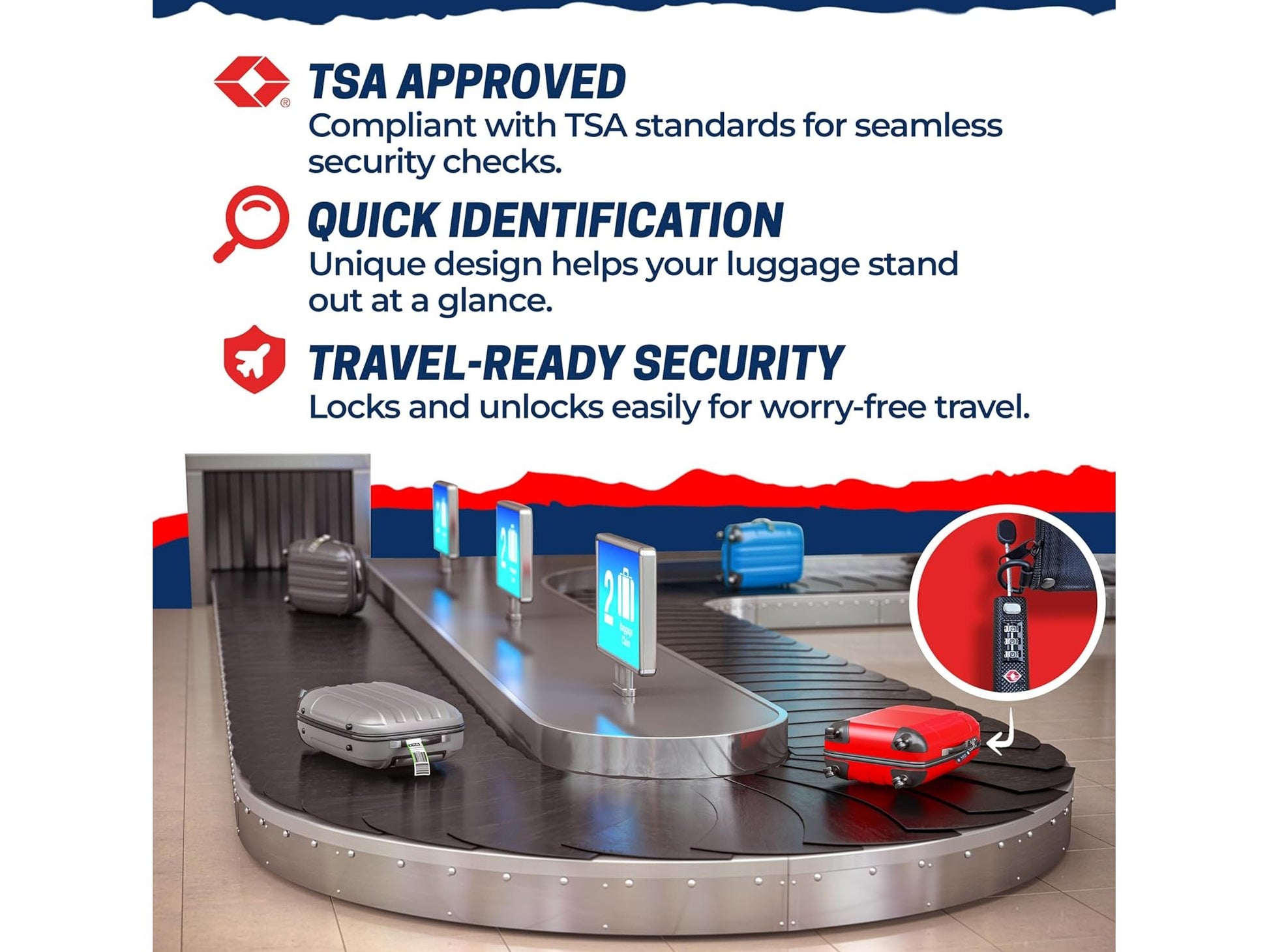 Heavy-Duty TSA Approved Luggage Lock – 3-Digit Combination Zipper Lock for Travel & Gear Cases 5 from Cedar Mill Fine Firearms Cases on Cedar Mill Gun Casesn Cedar Mill Gun Cases 