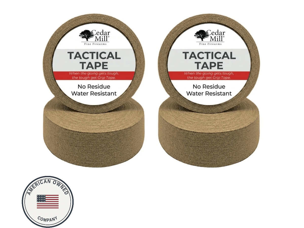 Tan Tactical Gun Tape 2 Pack, Non-Slip Polycotton Gun Grip Tape and Wrap 1 from Cedar Mill Fine Firearms on Cedar Mill Gun Casesn Cedar Mill Gun Cases 