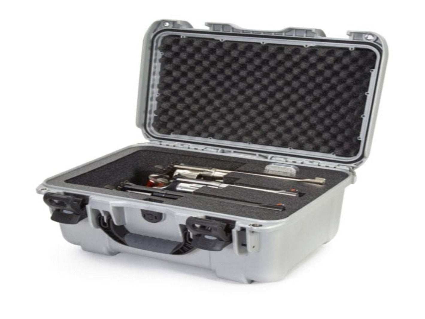 Nanuk 918 Case with custom foam insert for 3 revolvers 14 from Nanuk on Cedar Mill Gun Casesn Cedar Mill Gun Cases Silver:#c6c7c9