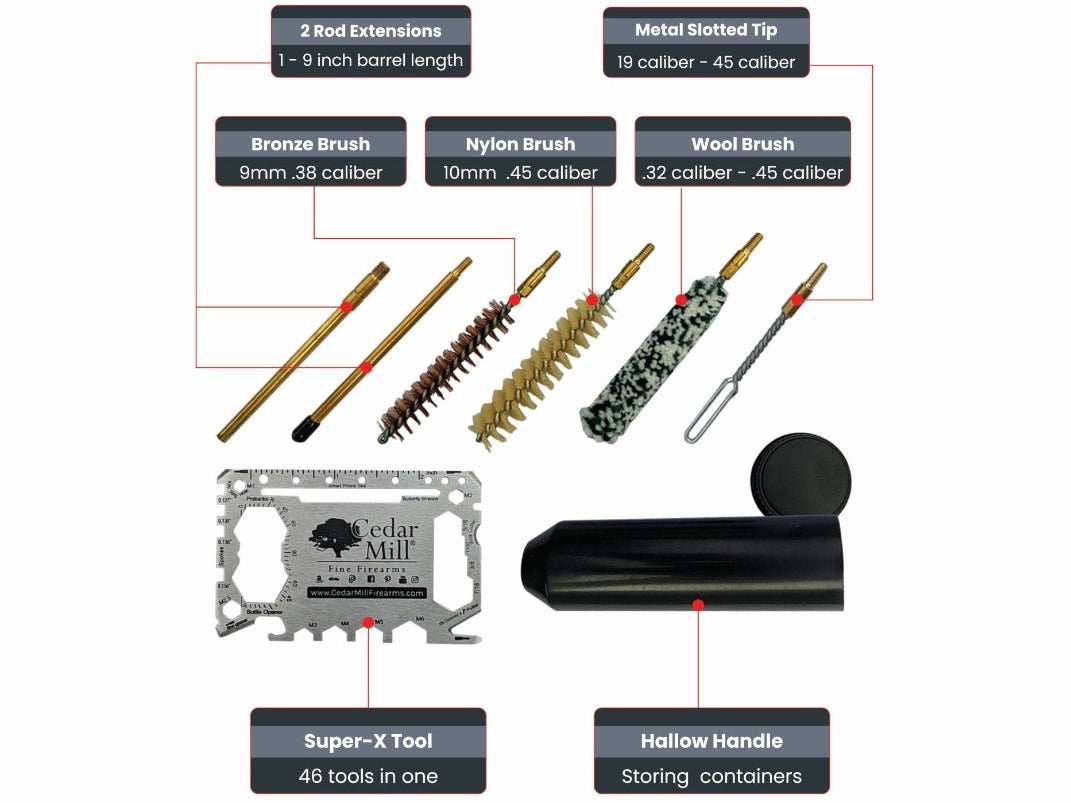 Micro Pistol Cleaning Kit 11 from Cedar Mill Fine Firearms® on Cedar Mill Gun Casesn Cedar Mill Gun Cases 