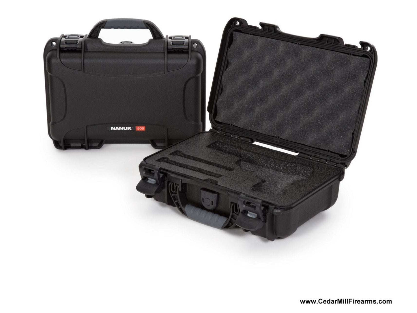 Nanuk 909 Waterproof TSA Safe case for Glock, 1911, SIG, Ruger, and MORE 28 from Nanuk on Cedar Mill Gun Casesn Cedar Mill Gun Cases Nanuk 909 Case - With Pick & Pluck Foam